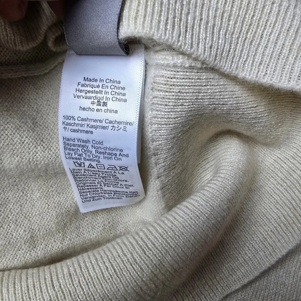 J. Crew NWOT‎ Cashmere Crewneck Sweater Natural Cream Lightweight Large